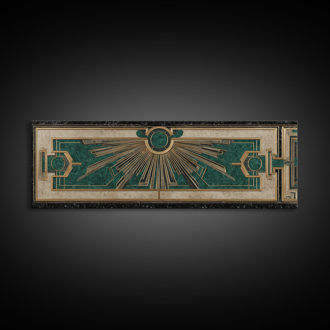 Deco Doorway Study Framed Canvas Print, Art Deco Art, Art Deco, Living Room Decor, Oil Painting, Glamour, Art Deco Wallpaper, ADA-3x1-79