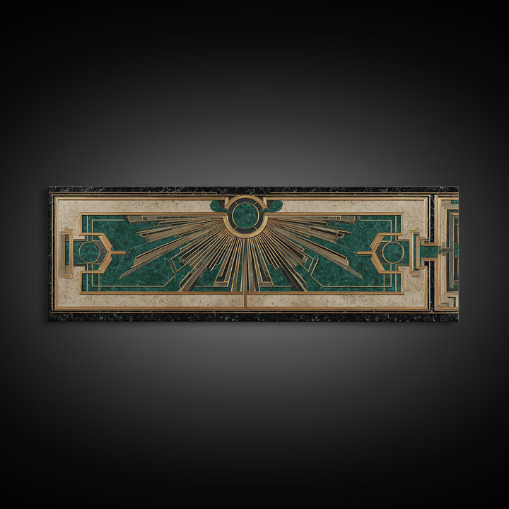 Deco Doorway Study Framed Canvas Print, Art Deco Art, Art Deco, Living Room Decor, Oil Painting, Glamour, Art Deco Wallpaper, ADA-3x1-79