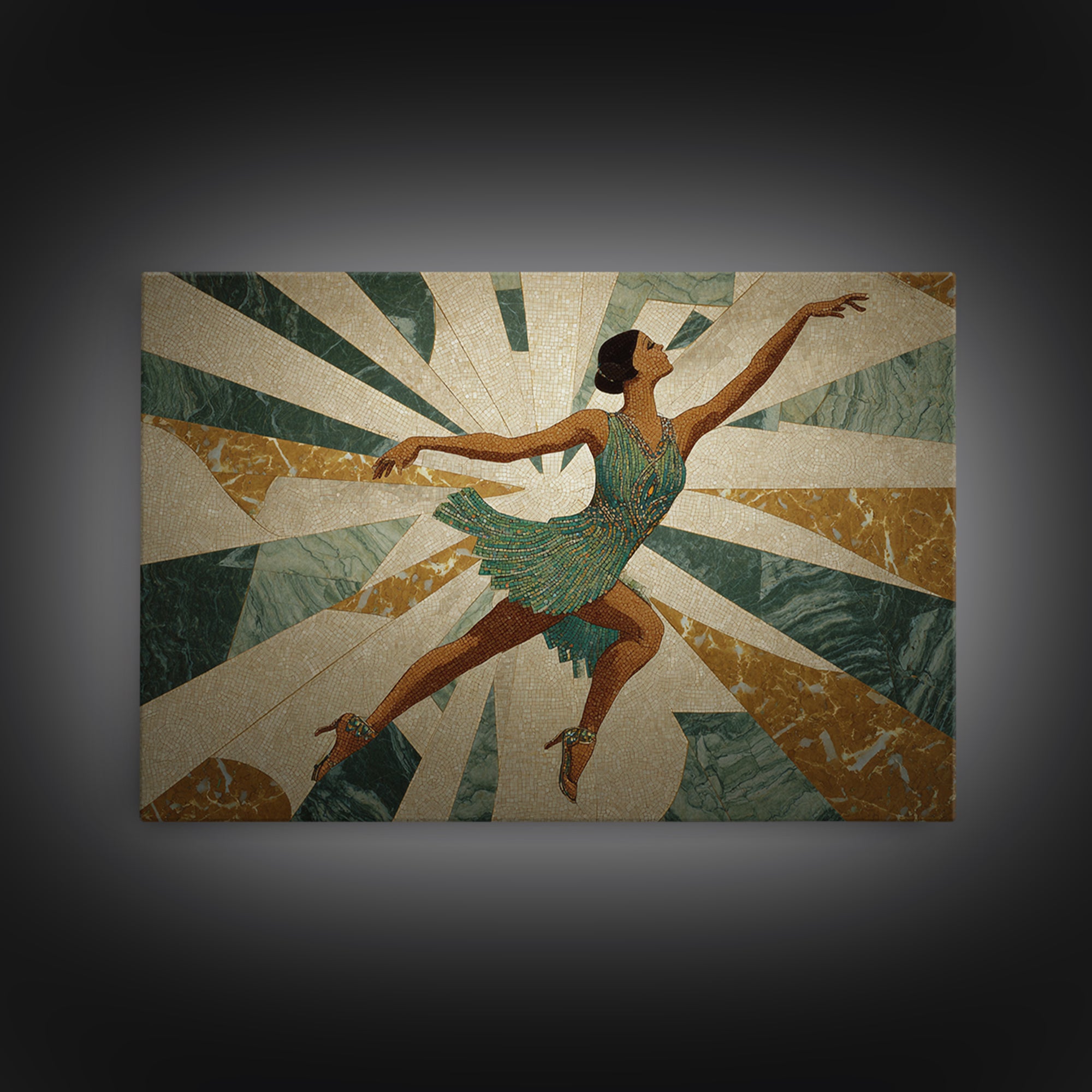 Deco Dancer in Beaded Dress and Angular Canvas Print, Art Deco Art, Modern Decor, Living Room Decor, Fine Art, Glamour, ADA-3x2-11