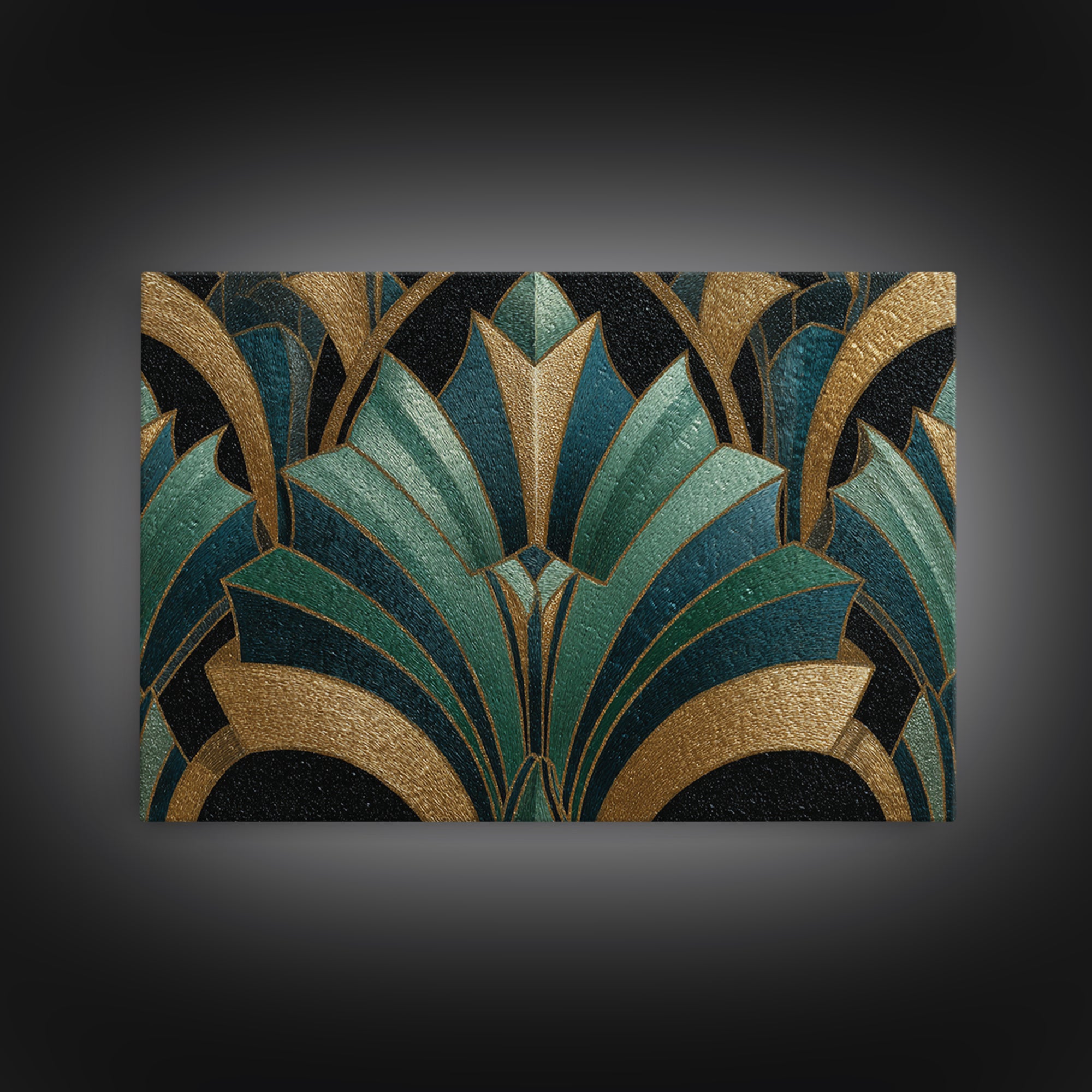 Fan Shaped Shell Motif Canvas Print, Art Deco Art, Living Room Decor, Abstract Art, Glamour, Mid Century Modern, ADA-3x2-72
