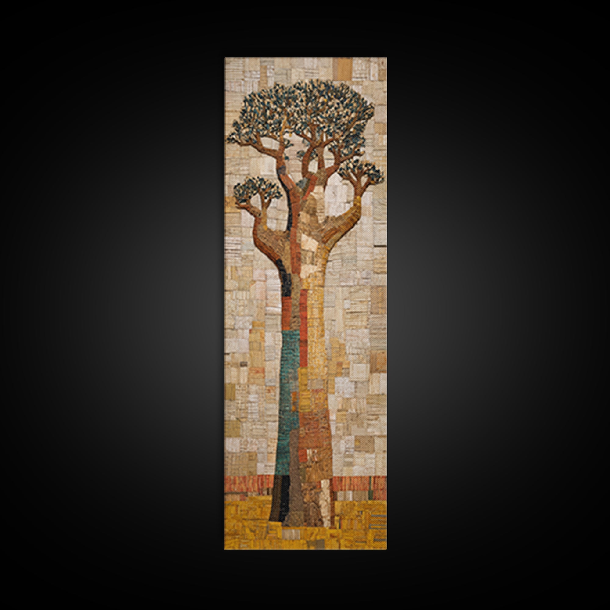 Textured Neutral Baobab Tree, African Wall Art, Beige Motherland Decor, Modern Safari Landscape, Framed Canvas Print Gift
