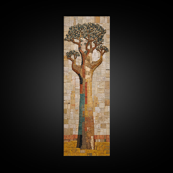 Textured Neutral Baobab Tree, African Wall Art, Beige Motherland Decor, Modern Safari Landscape, Framed Canvas Print Gift