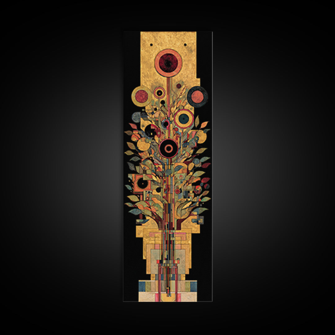 Gold Botanical African Tree Of Life Canvas Print, Geometric Floral Wall Decor, Elegant Afrocentric Art For Living Room Decor