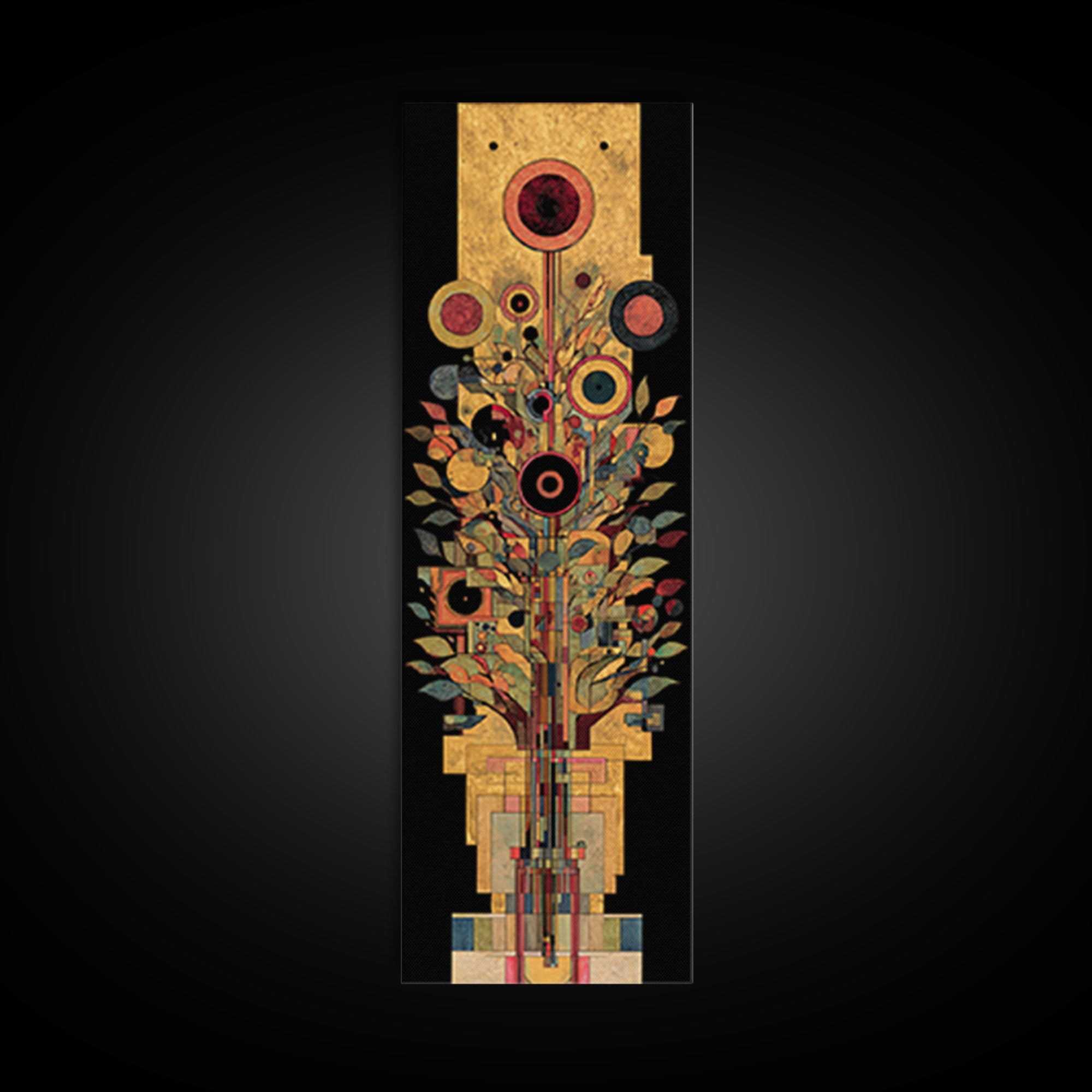 Gold Botanical African Tree Of Life Canvas Print, Geometric Floral Wall Decor, Elegant Afrocentric Art For Living Room Decor