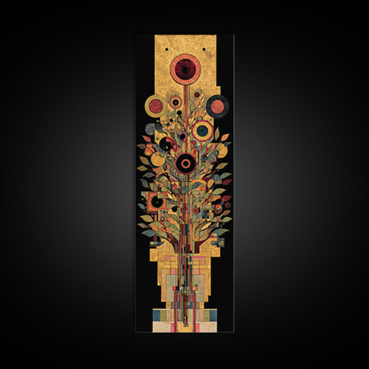 Gold Botanical African Tree Of Life Canvas Print, Geometric Floral Wall Decor, Elegant Afrocentric Art For Living Room Decor