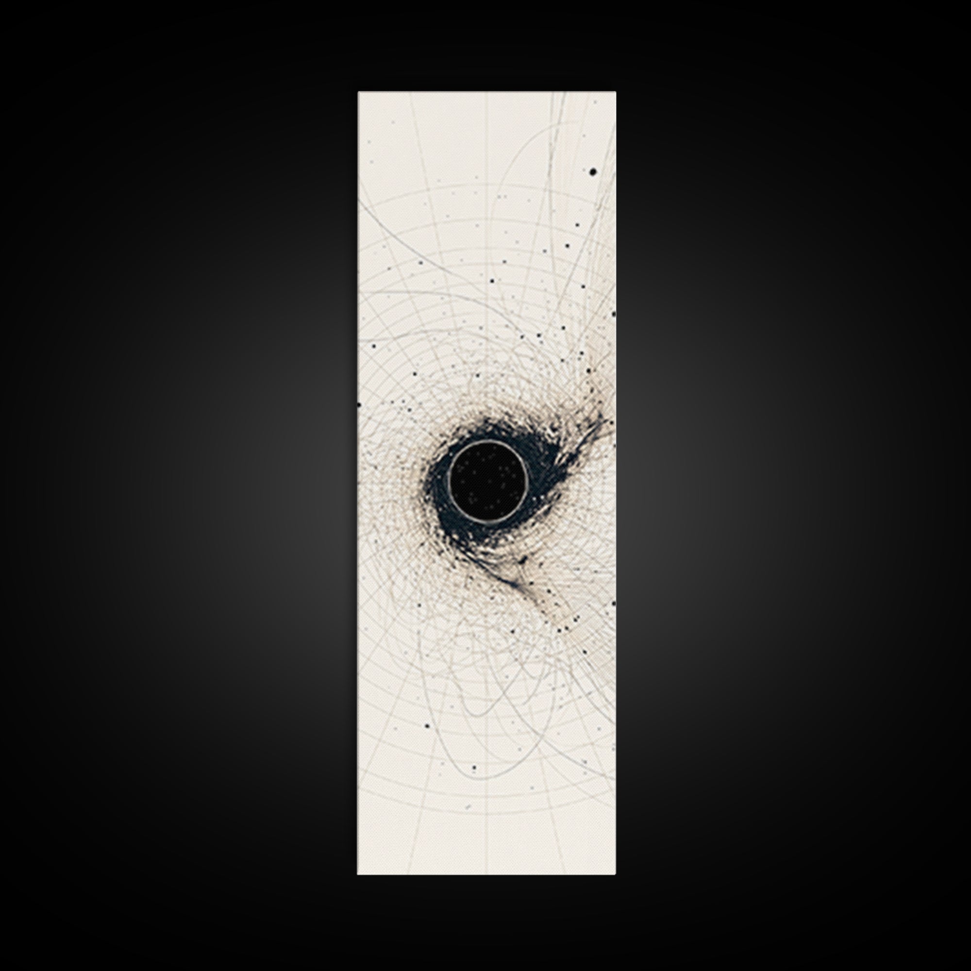 Minimal Black Singularity With Orbital Lines Wall Art, Abstract Canvas Print, Modern Minimalist Decor, Geometric Art Gift