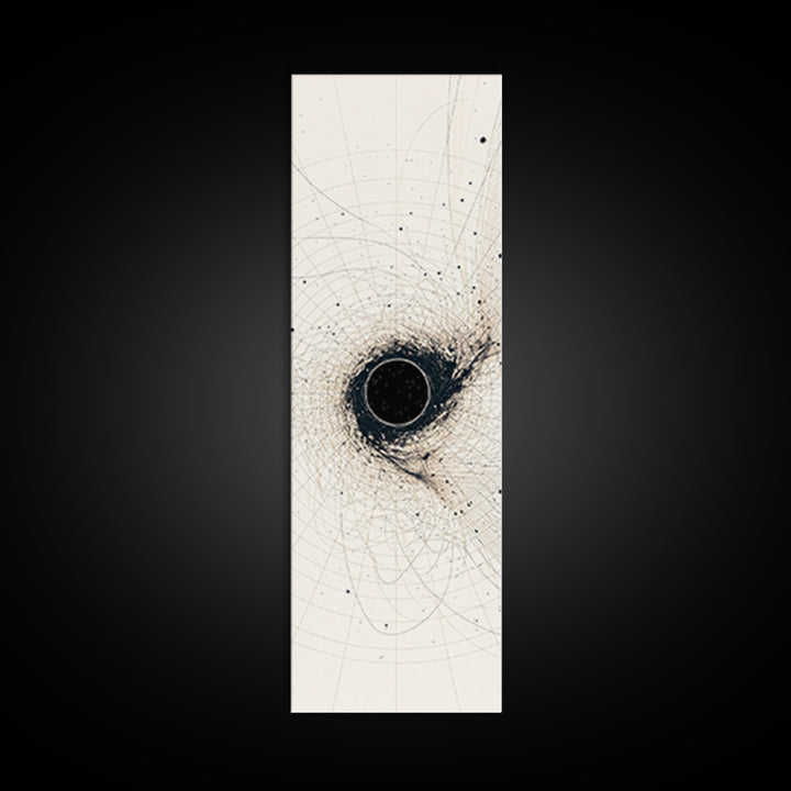 Minimal Black Singularity With Orbital Lines Wall Art, Abstract Canvas Print, Modern Minimalist Decor, Geometric Art Gift