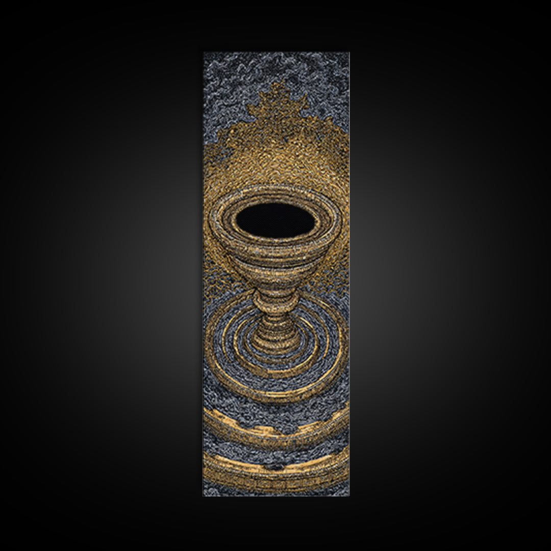 Golden Chalice Portal With Rippling Rings Canvas Print, Black And Gold Wall Art, Luxury Abstract Decor, Statement Art Gift