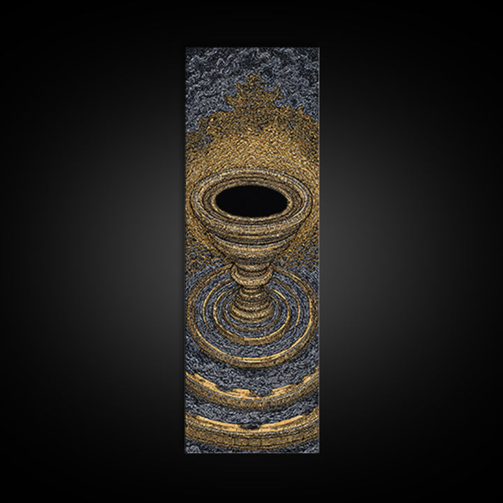 Golden Chalice Portal With Rippling Rings Canvas Print, Black And Gold Wall Art, Luxury Abstract Decor, Statement Art Gift
