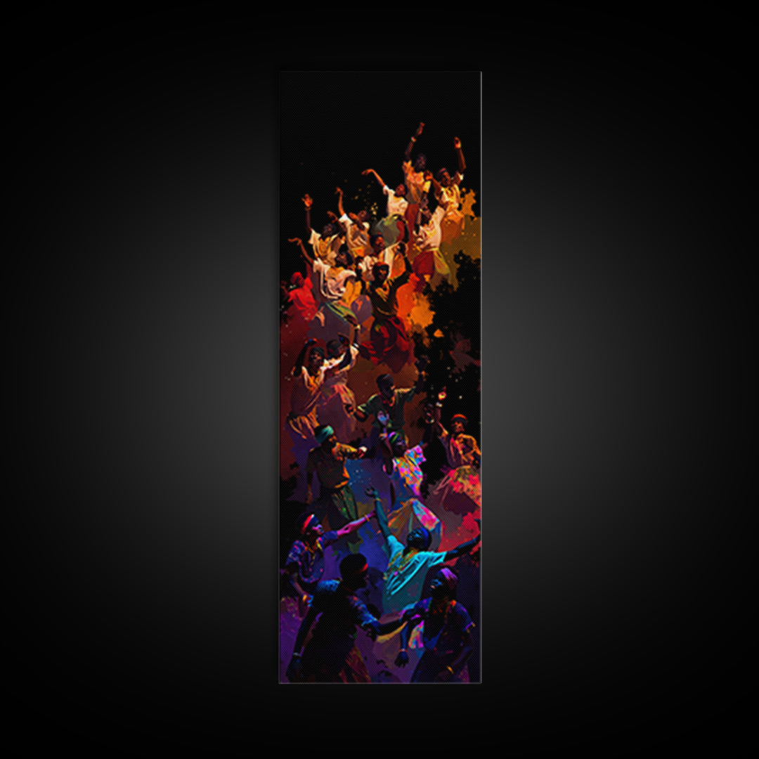 Joyful African Celebration Dance Wall Art, Colorful Afrocentric Canvas, Black Culture Art Print, Vibrant Home Decor Gift