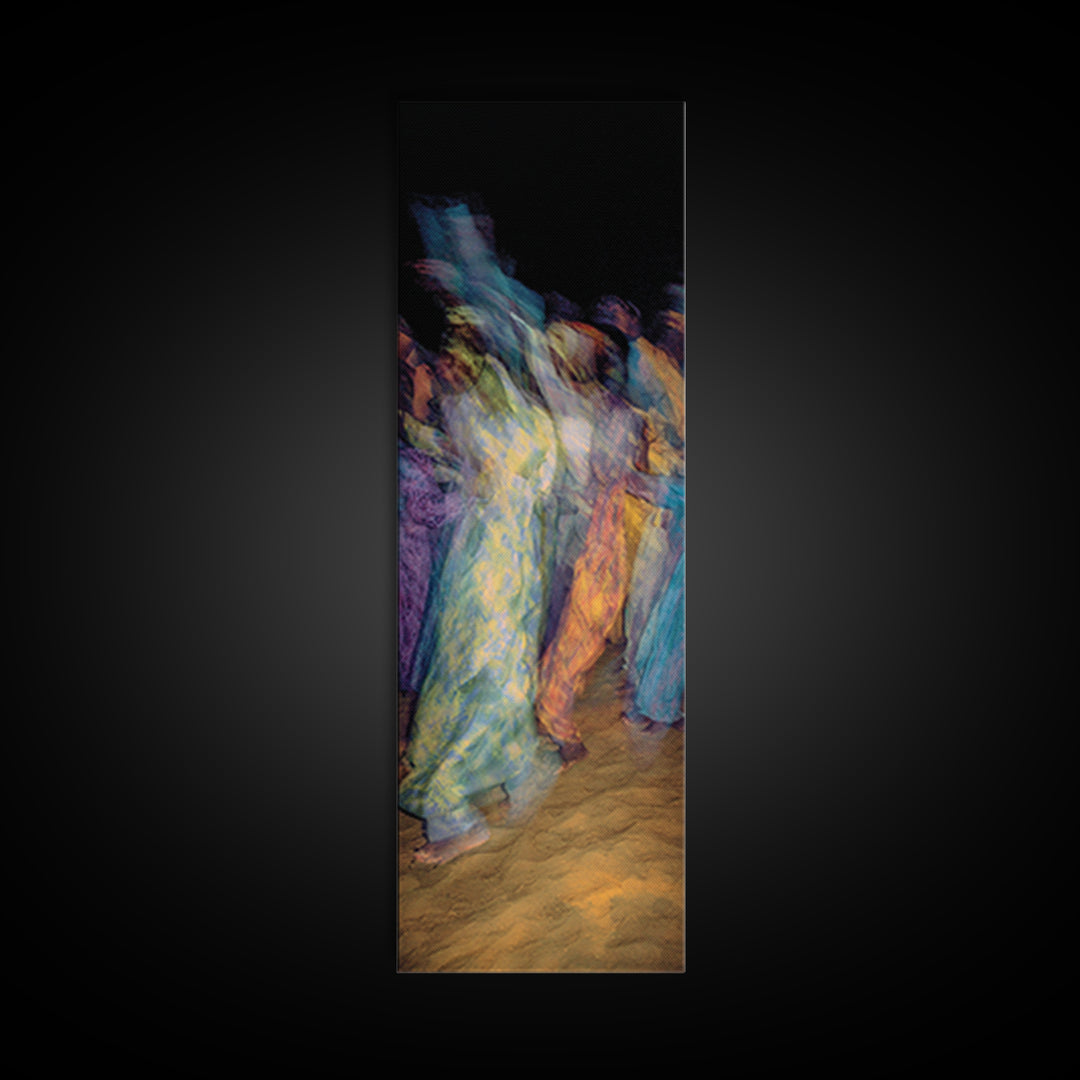Dreamy African Dancers In Motion Framed Canvas Print, Abstract Afrocentric Wall Art, Colorful Cultural Home Decor, Statement Gift