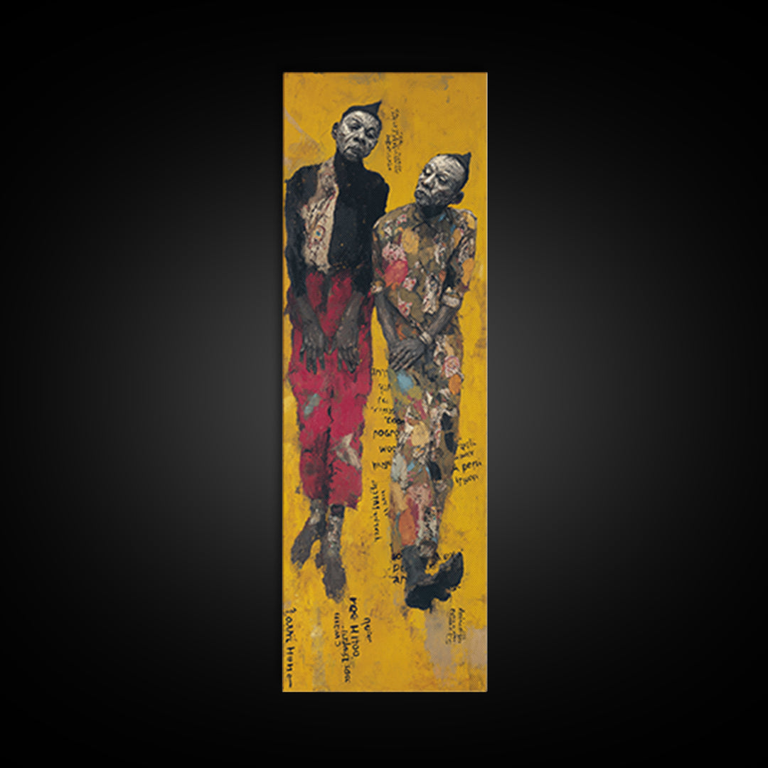 Two Elegant African Women On Yellow Wall Art, Black Female Portrait Canvas, Afrocentric Cultural Home Decor Statement Gift