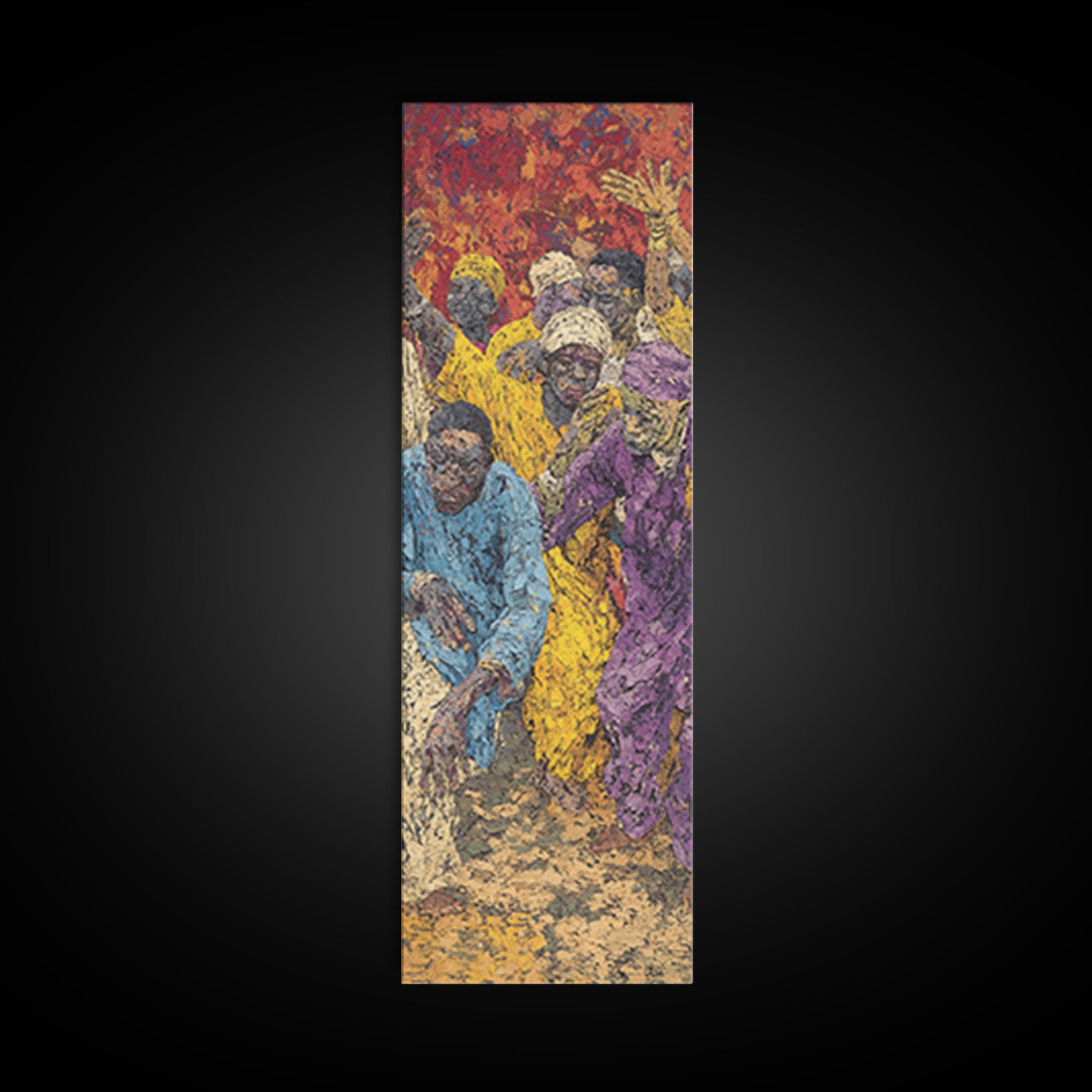 Vibrant African Festival Crowd Wall Art, Colorful Dance Canvas Print, Afrocentric Black Culture Statement Home Decor Gift
