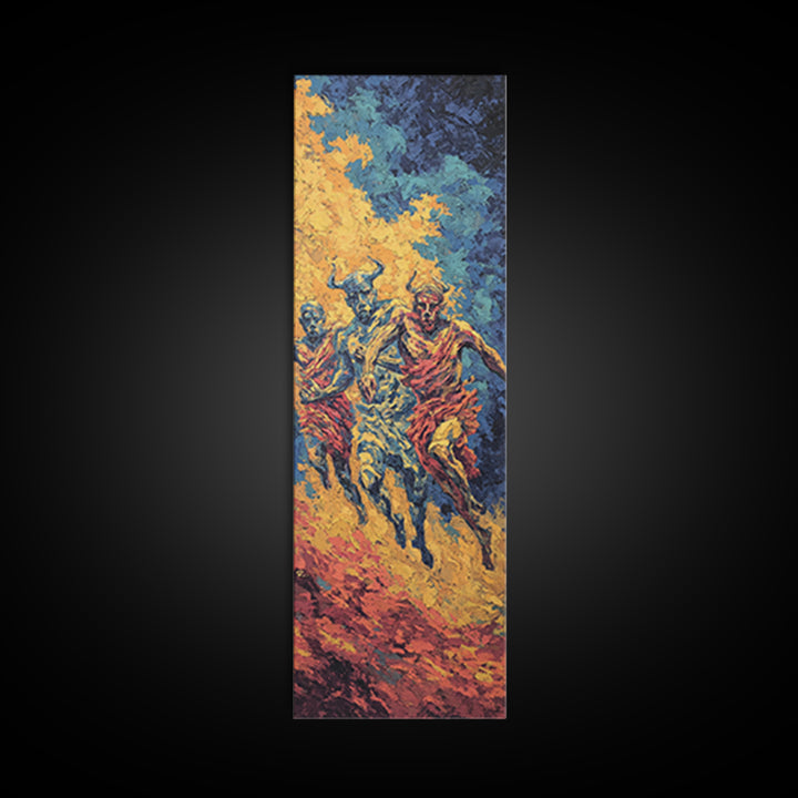 Colorful African Runners In Dust Canvas Print, Modern African Art Wall Art, Vibrant Tribal Decor, Dynamic Cultural Art Gift