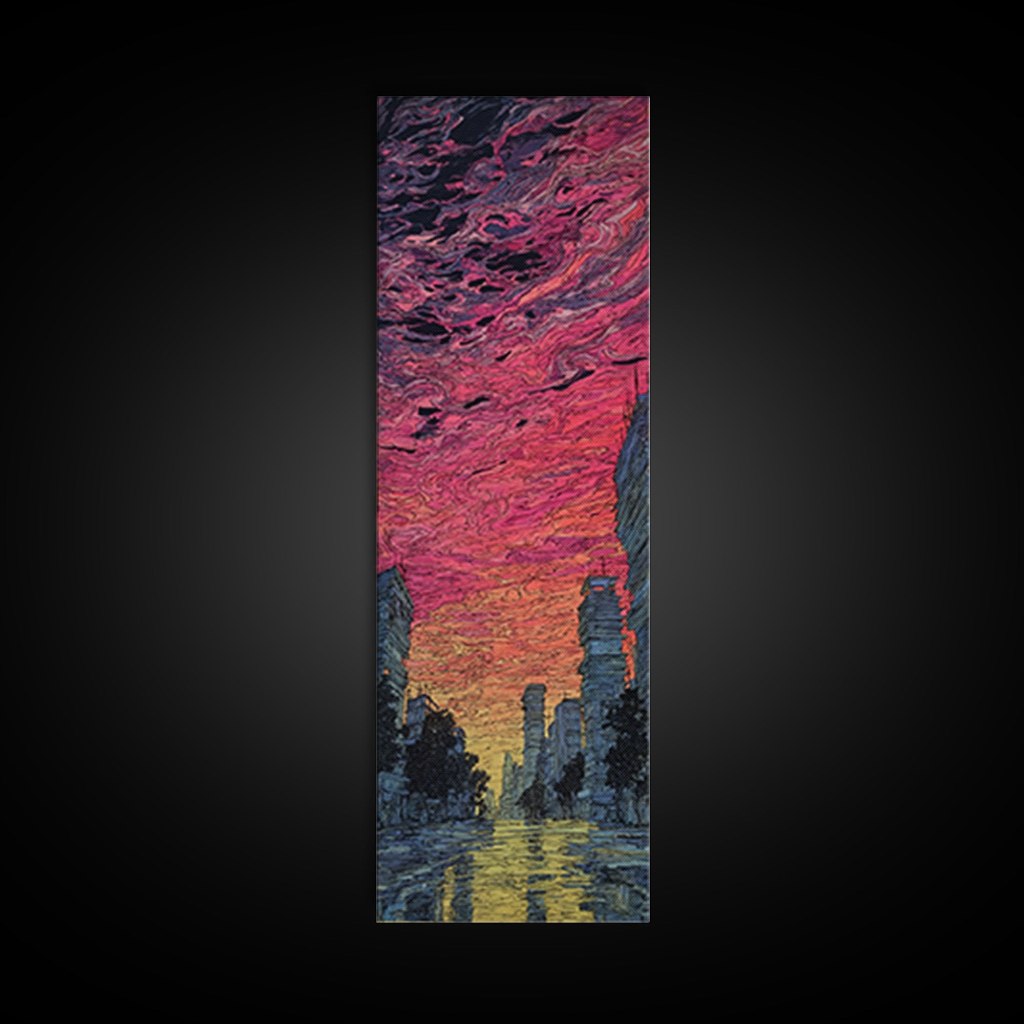 Dramatic Sunset City Skyline Canvas Print, Urban Wall Art, Modern African Inspired Decor, Moody Skyscraper Living Room Art