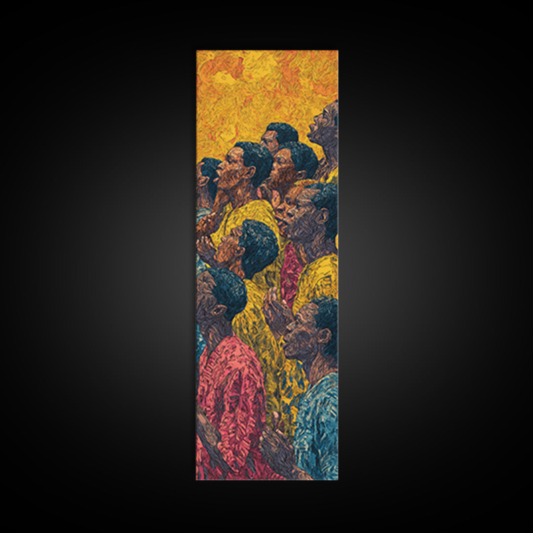 Vibrant African Crowd Portrait Canvas Print, African Women Art, Cultural Wall Decor, Black People Artwork, Afrocentric Home Decor