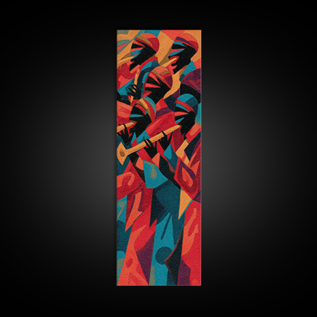 Abstract African Jazz Musicians Wall Art, Tribal Art Print, Afrocentric Decor, Bold Colorful Canvas Print, Music Lover Gift
