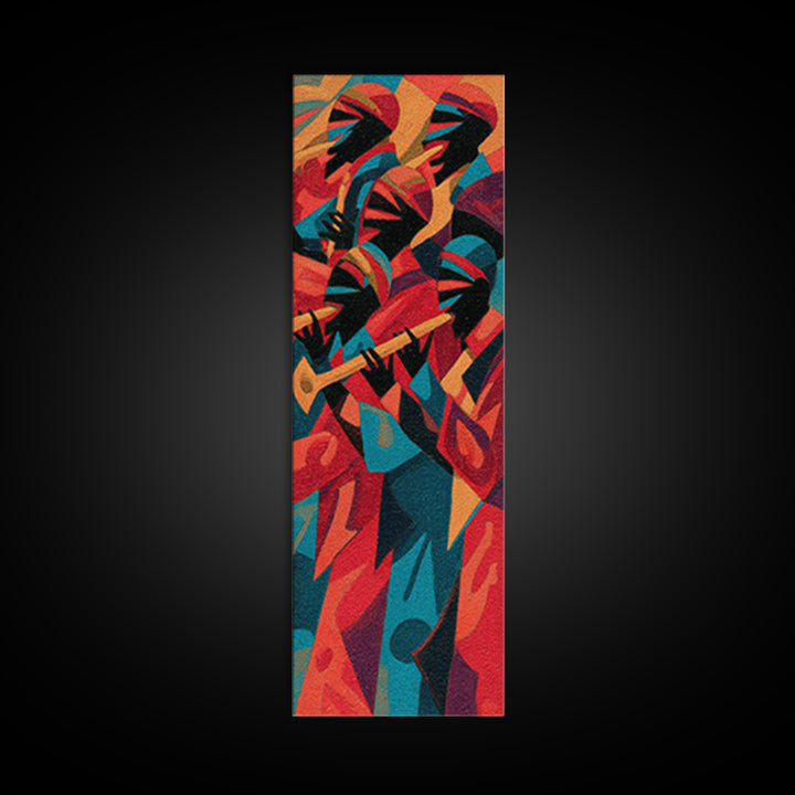 Abstract African Jazz Musicians Wall Art, Tribal Art Print, Afrocentric Decor, Bold Colorful Canvas Print, Music Lover Gift