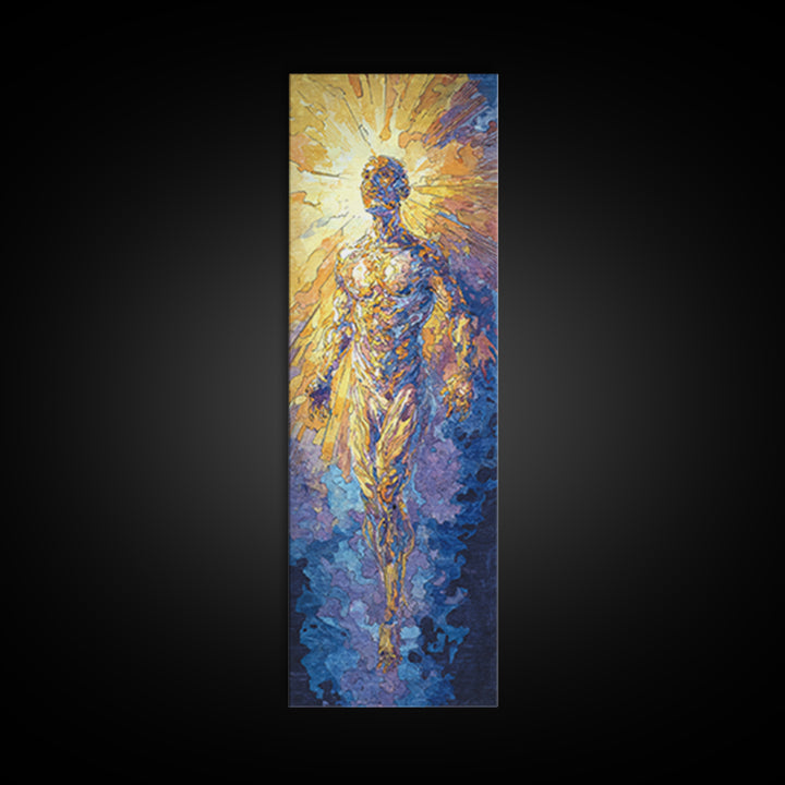 Radiant Golden Ascending Spirit Wall Art, Spiritual African Inspired Art, Abstract Figure Canvas Print, Dreamy Home Decor