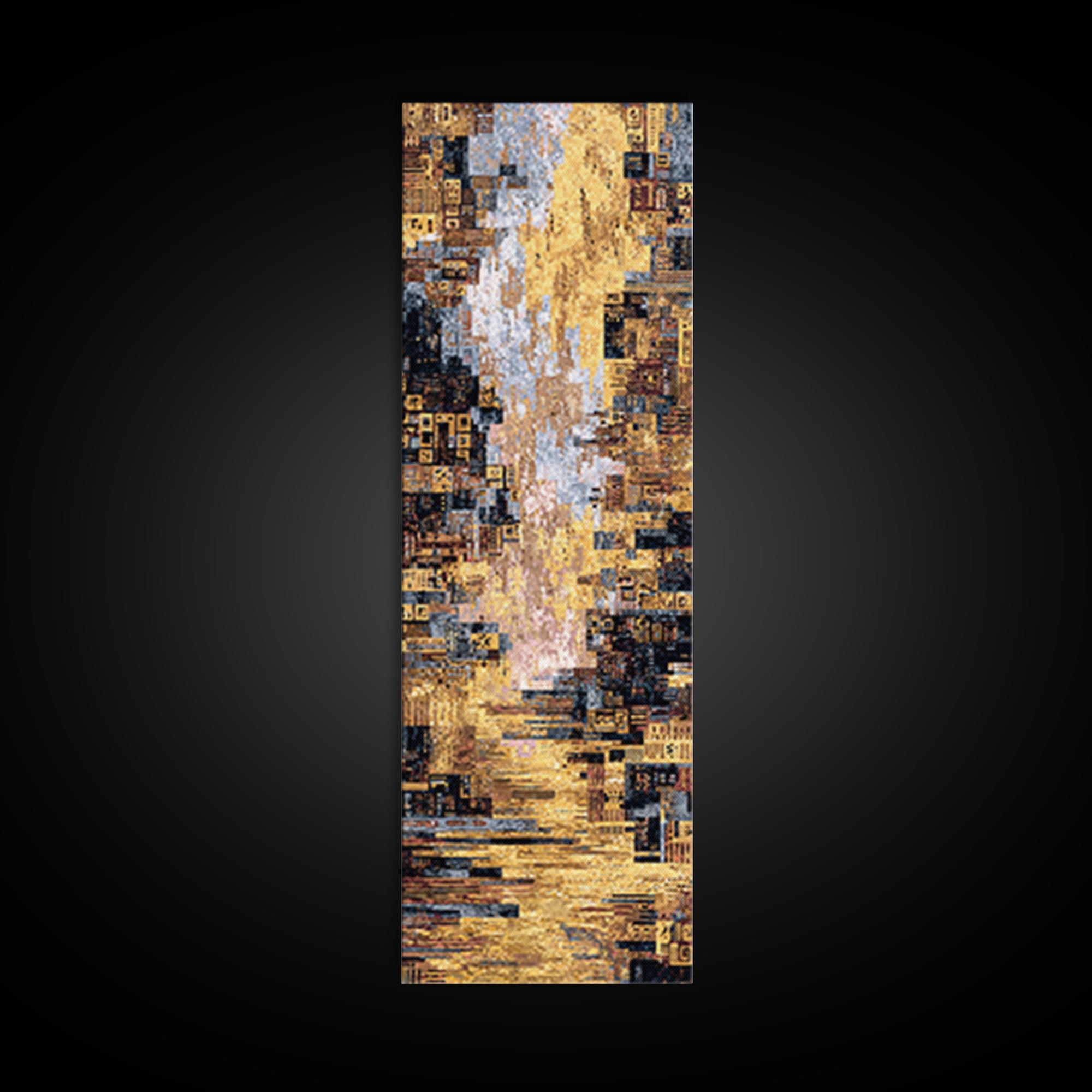 Golden Abstract African City Wall Art, Modern Geometric Canvas Decor, Luxury Urban Statement Print, Earth Tone Home Decor