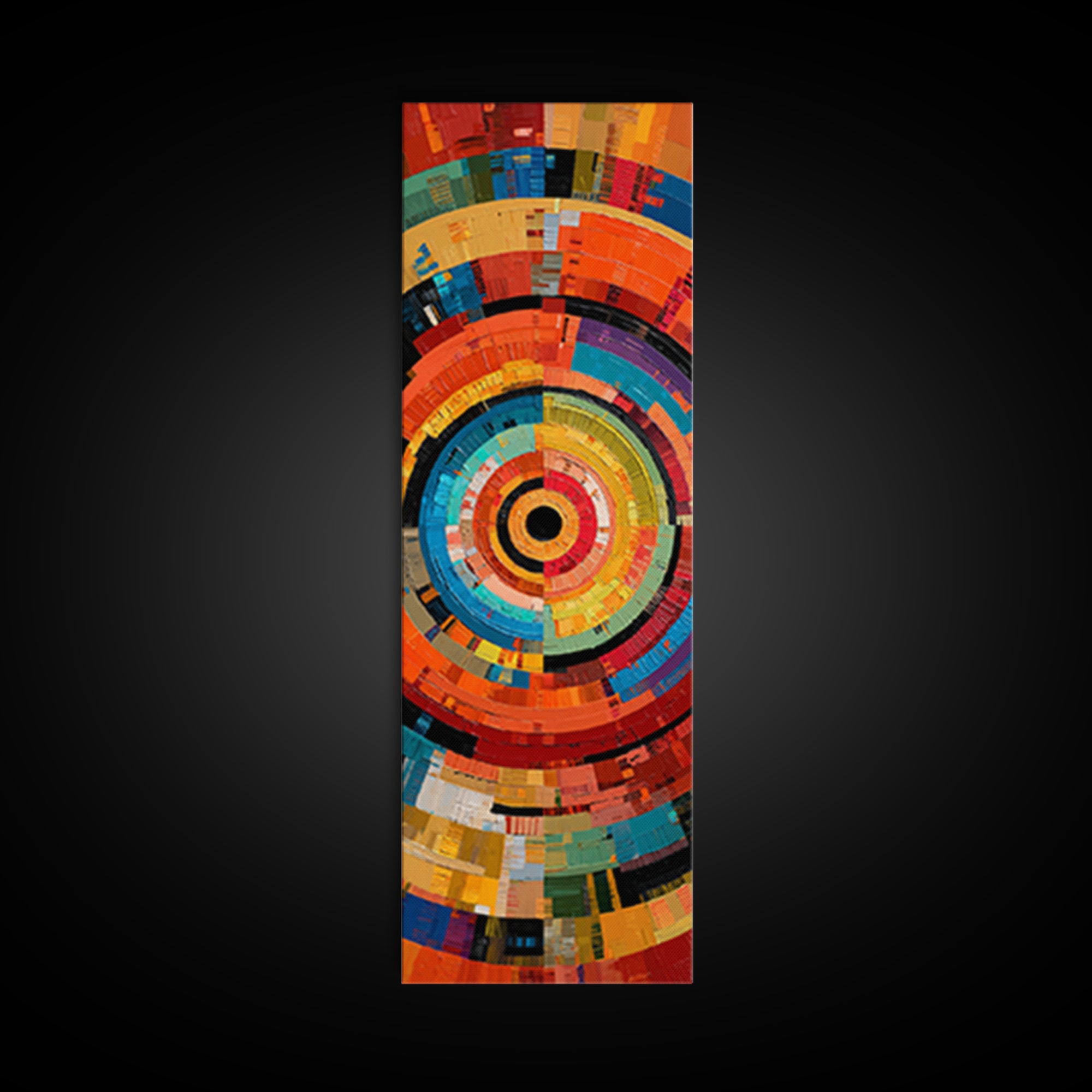 Colorful Concentric Mosaic Circle Canvas Print, African Abstract Art, Modern Geometric Wall Decor, Bold Statement Art Gift