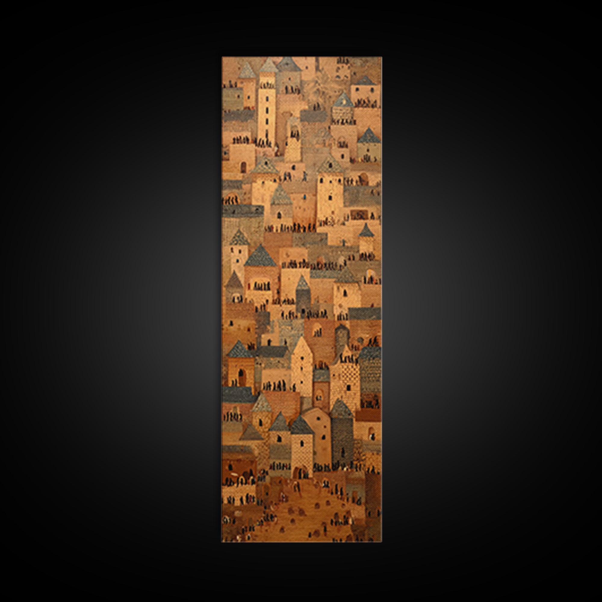 Sahel Mud Brick Village Wall Art, African Architecture Canvas Print, Earth Tone Cultural Decor, Tribal Cityscape Artwork