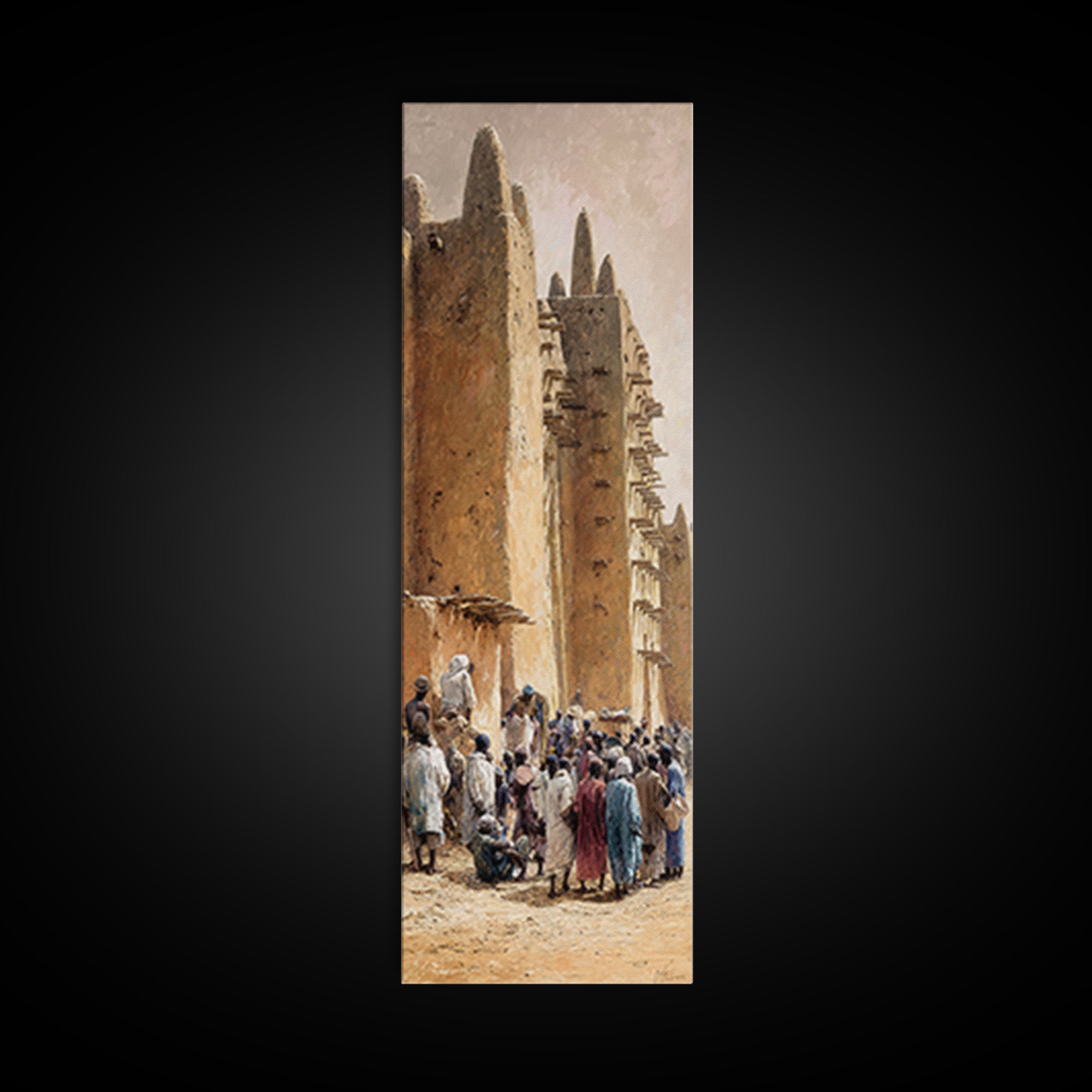 Djenne Mosque Street Wall Art, Mali Mud Brick Architecture Canvas Print, African Culture Decor, Sahel Travel Poster Artwork