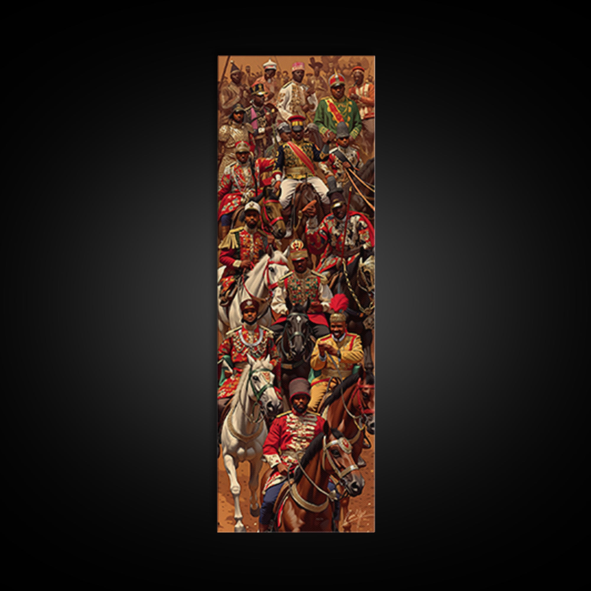 Grand African Cavalry Procession With Kings Wall Art, African Tribal Art Print, Black Culture Art, Statement Wall Decor Gift
