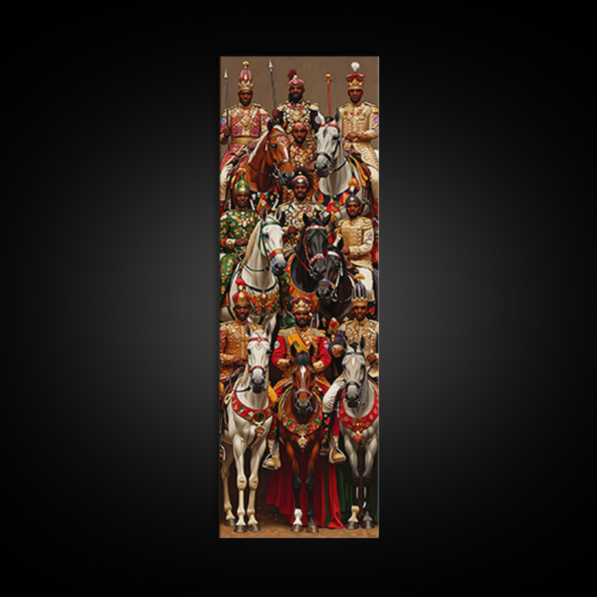 Regal African Horseback Warriors In Ceremony Wall Art, African American Art, African Tribal Decor, Afrocentric Artwork Gift