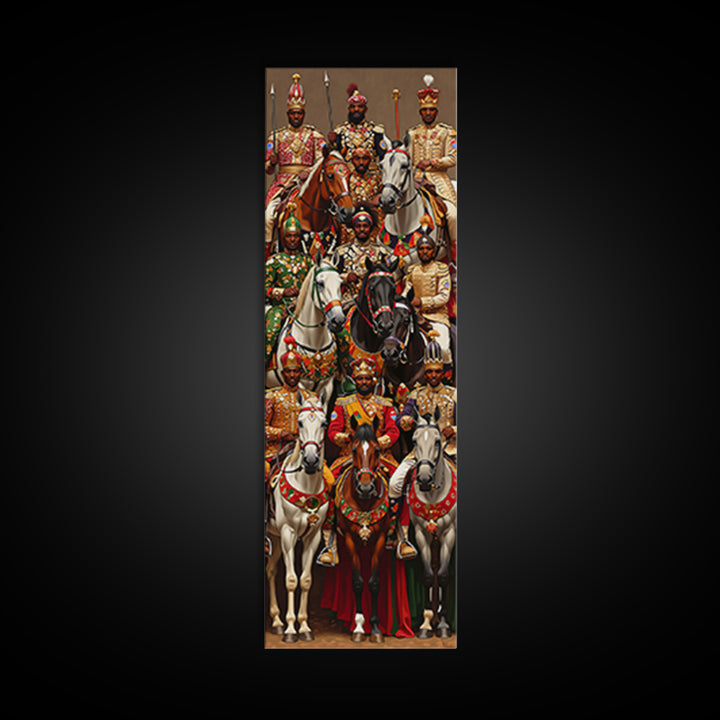 Regal African Horseback Warriors In Ceremony Wall Art, African American Art, African Tribal Decor, Afrocentric Artwork Gift