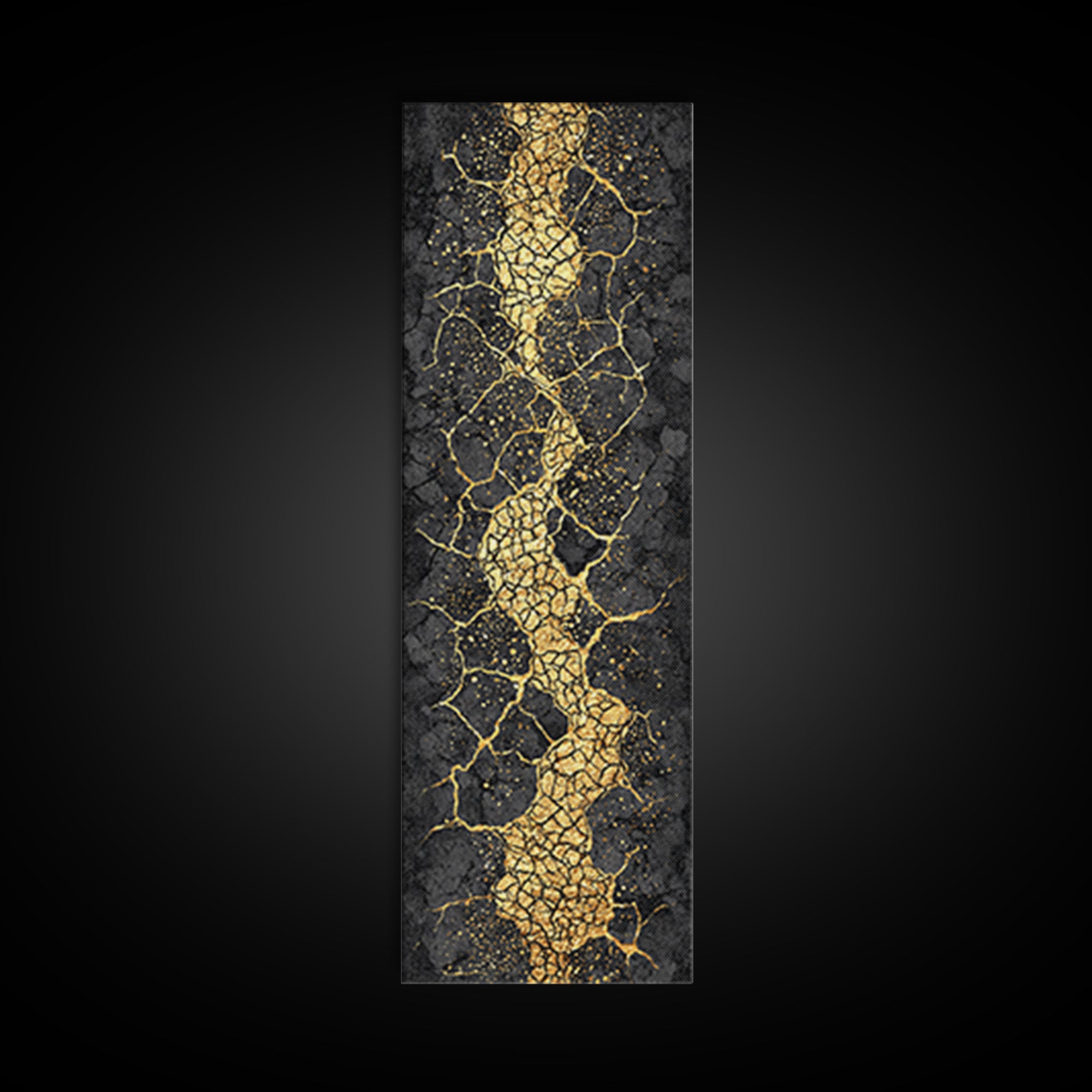 Black And Gold Kintsugi Crack Abstract Wall Art, Modern Canvas Art, Luxury Canvas Print, Textured Art Print, Bold Decor Gift