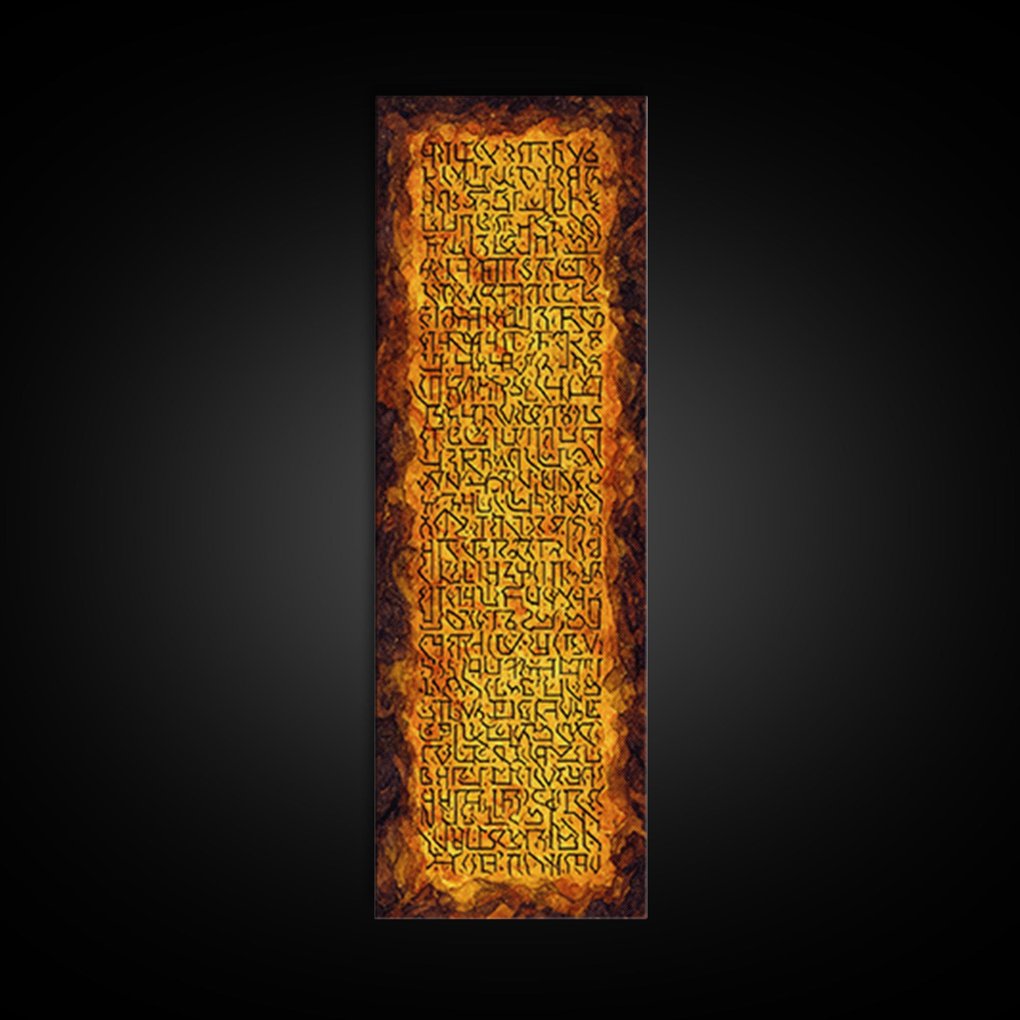 Rust Orange Carved Glyph Canvas Print, Ancient African Inspired Symbols, Earth Tone Wall Decor, Tribal Culture Art Print