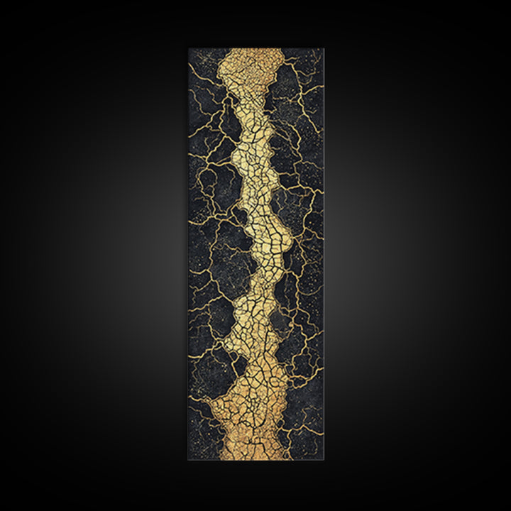 Gold Cracked Abstract River Wall Art, Black And Gold Art, Earth Tone Wall Decor, Modern Abstract Art, Premium Canvas Print