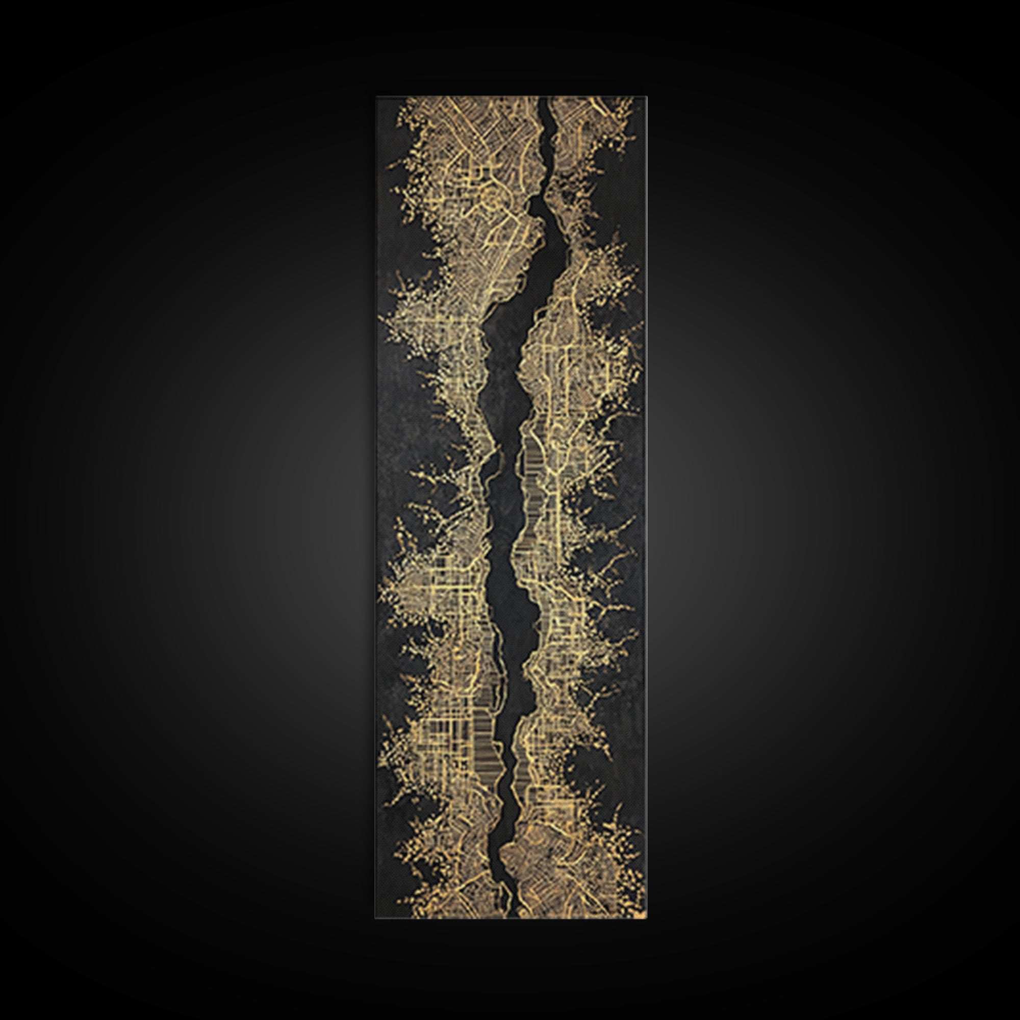 Black And Gold Abstract City Map Wall Art, Geometric Wall Art, Modern Black Art, Luxury Canvas Print, Statement Home Decor
