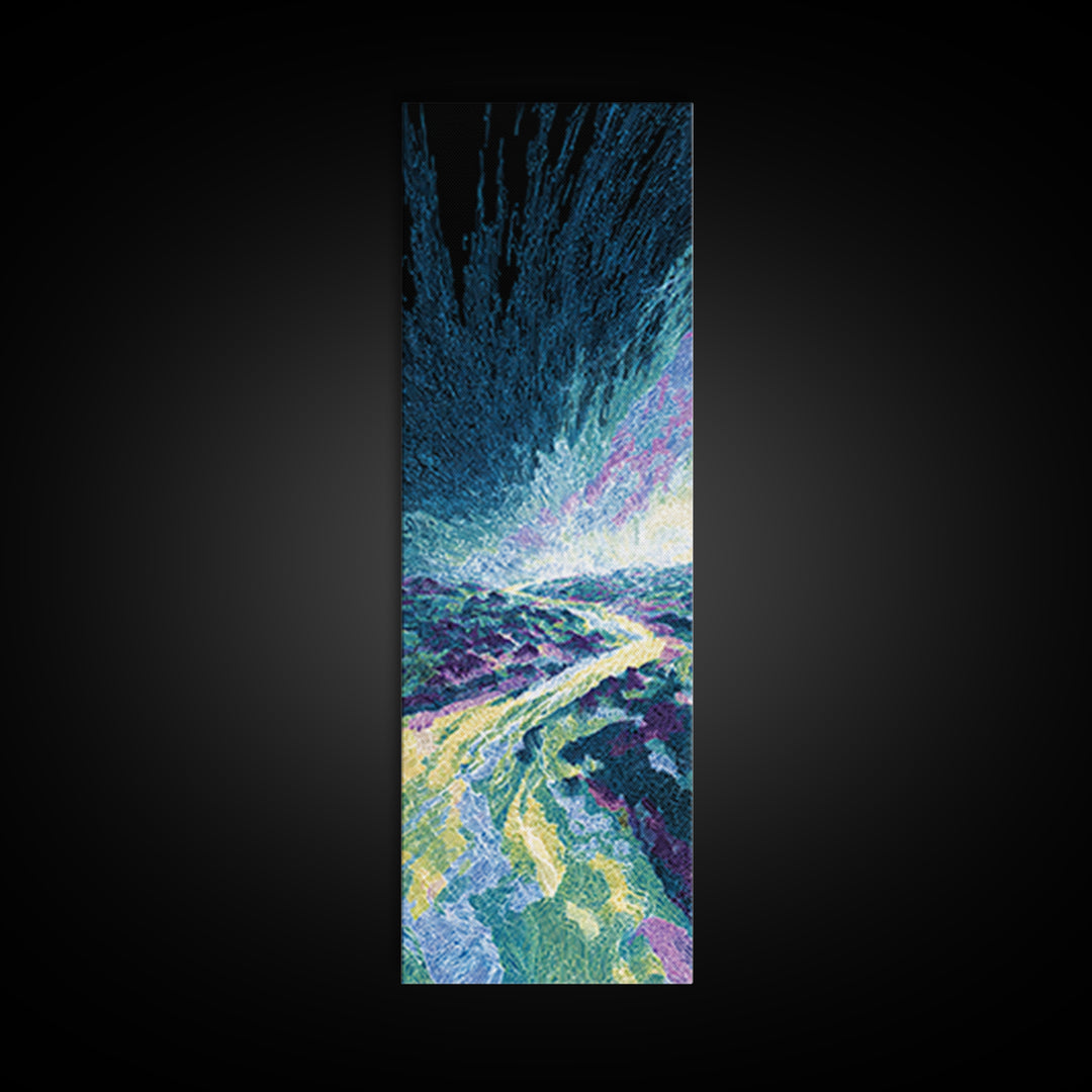 Blue Cosmic River Abstract Canvas Print, Mystical Wall Art, Modern Psychedelic Landscape, Unique Home Decor Gift For Him