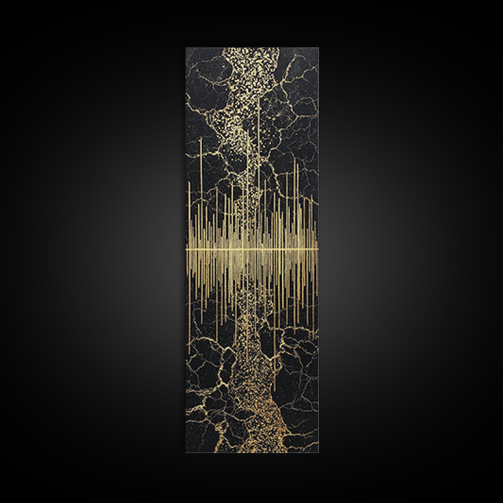Black And Gold Abstract Soundwave Wall Art, Luxury Canvas Print, Modern Geometric Decor, Elegant Statement Home Decor Gift