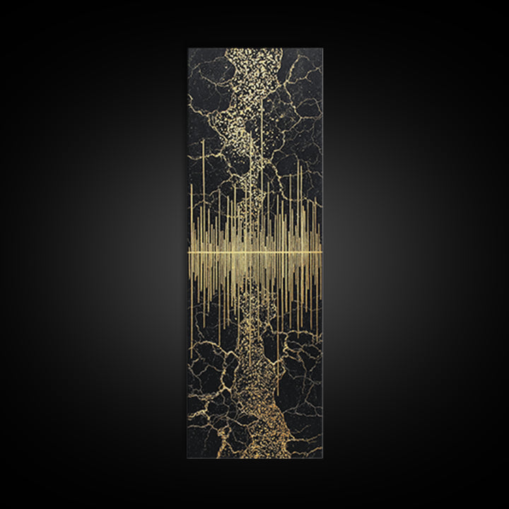 Black And Gold Abstract Soundwave Wall Art, Luxury Canvas Print, Modern Geometric Decor, Elegant Statement Home Decor Gift