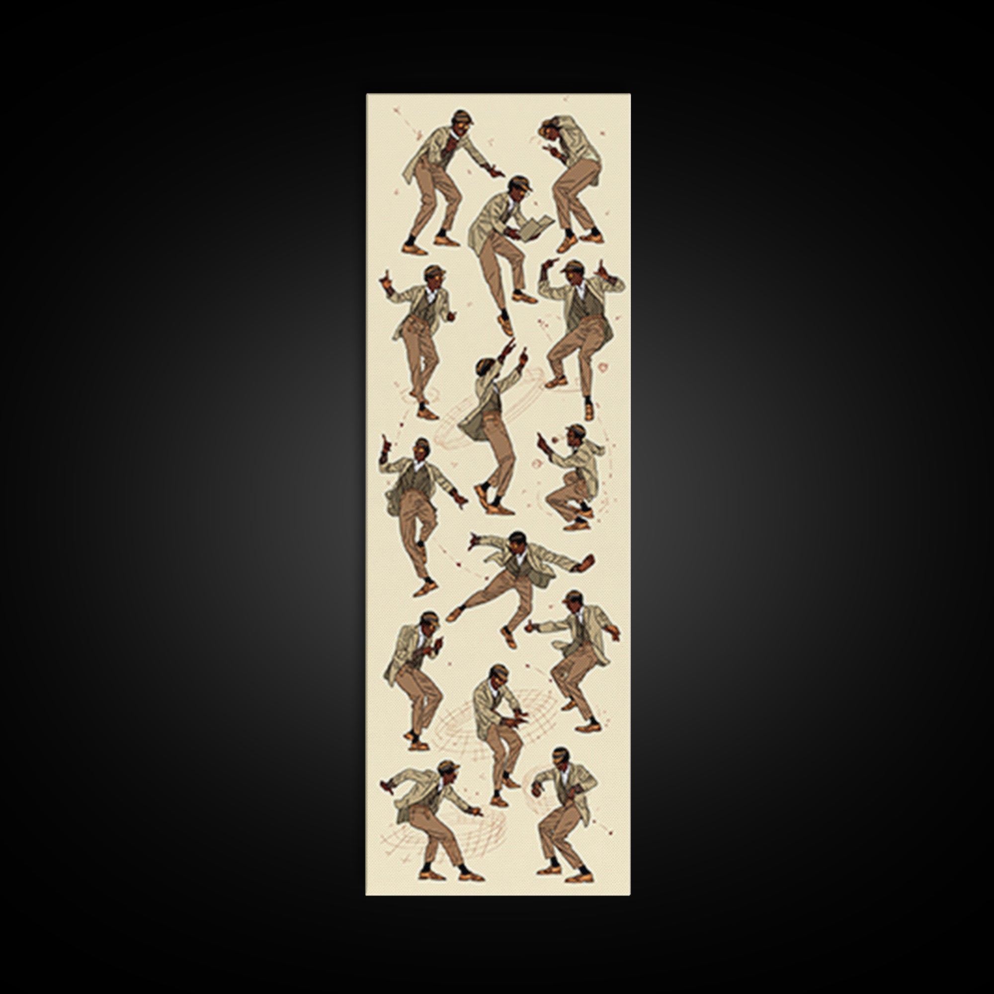 Stylish Dancing Black Man In Beige Suit, Jazz Movement Wall Art, African American Art Print, Fashion Home Decor Gift For Him