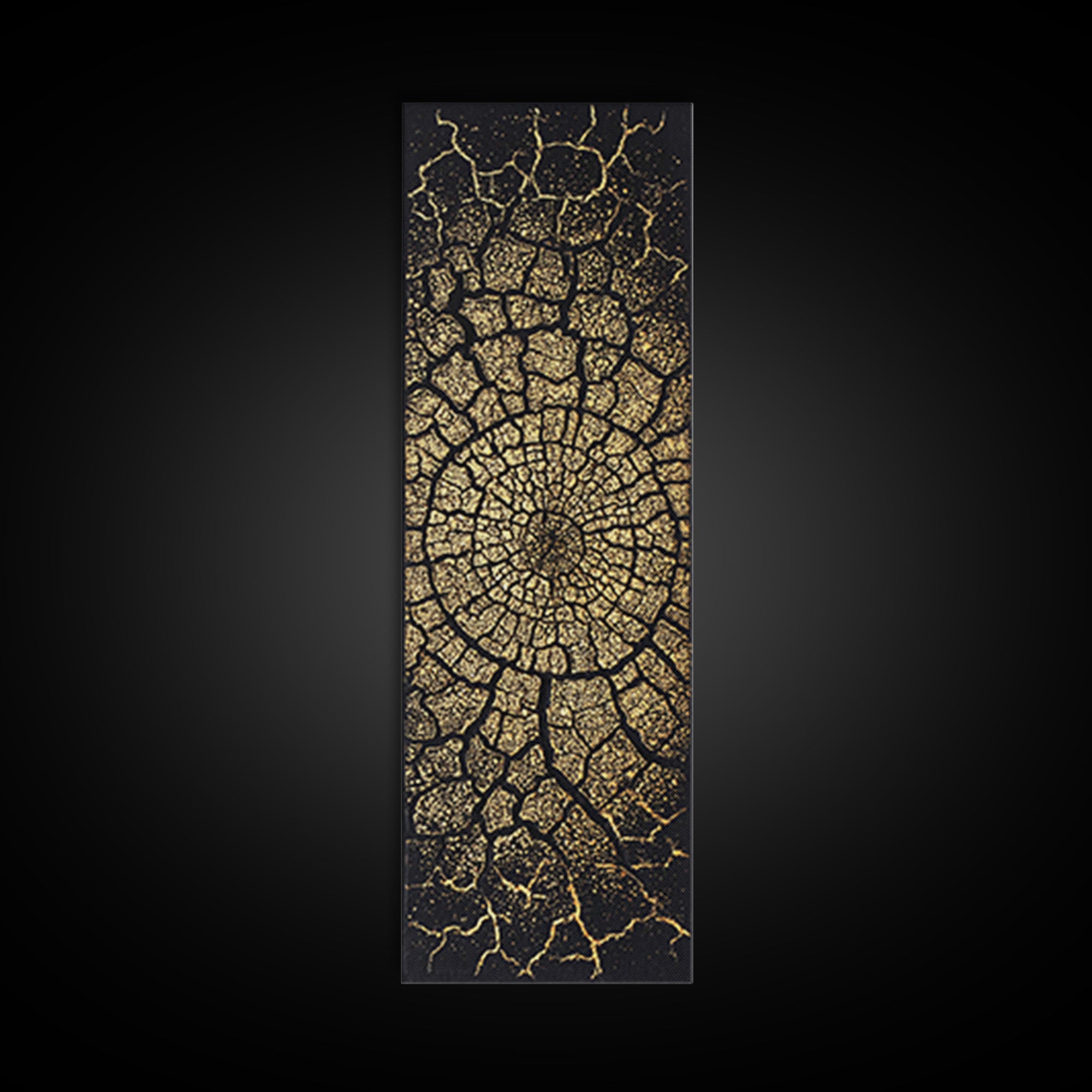 Black And Gold Cracked Spiral Abstract Wall Art, Luxury Canvas Print, Geometric Pattern Artwork, Modern Statement Decor Gift