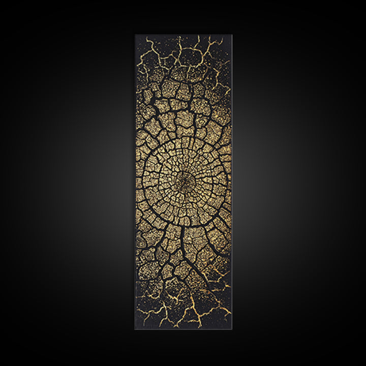 Black And Gold Cracked Spiral Abstract Wall Art, Luxury Canvas Print, Geometric Pattern Artwork, Modern Statement Decor Gift