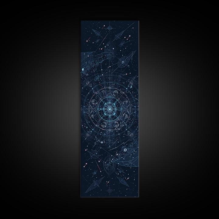 Celestial Star Map With Arrows Framed Canvas Print, Blue Astronomy Wall Art, Mystical Wall Art, Digital Art, Office Decor