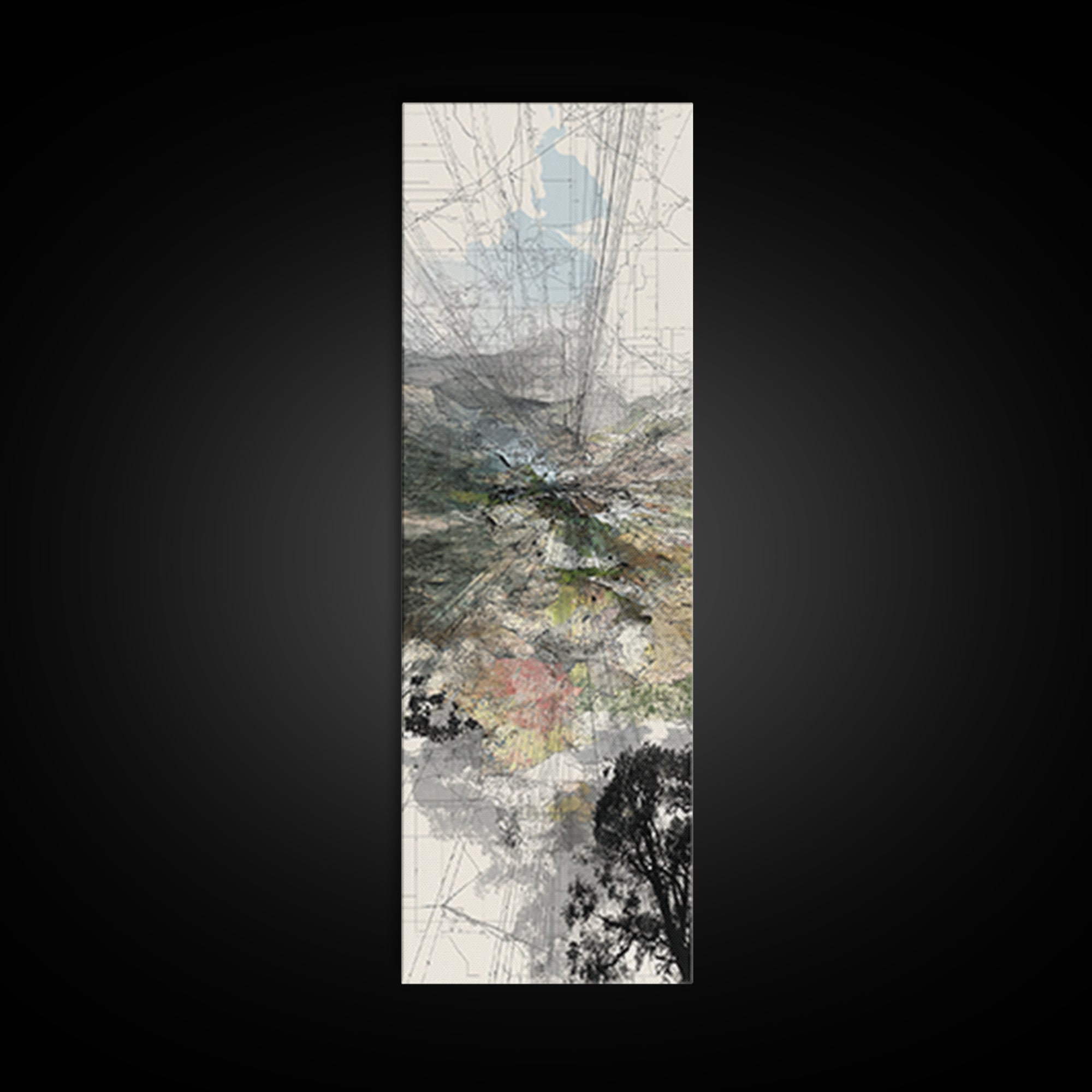 Misty African Valley Abstract Landscape Canvas Print, Acacia Tree Wall Decor, Neutral Earth Tone Art, Modern Office Decor