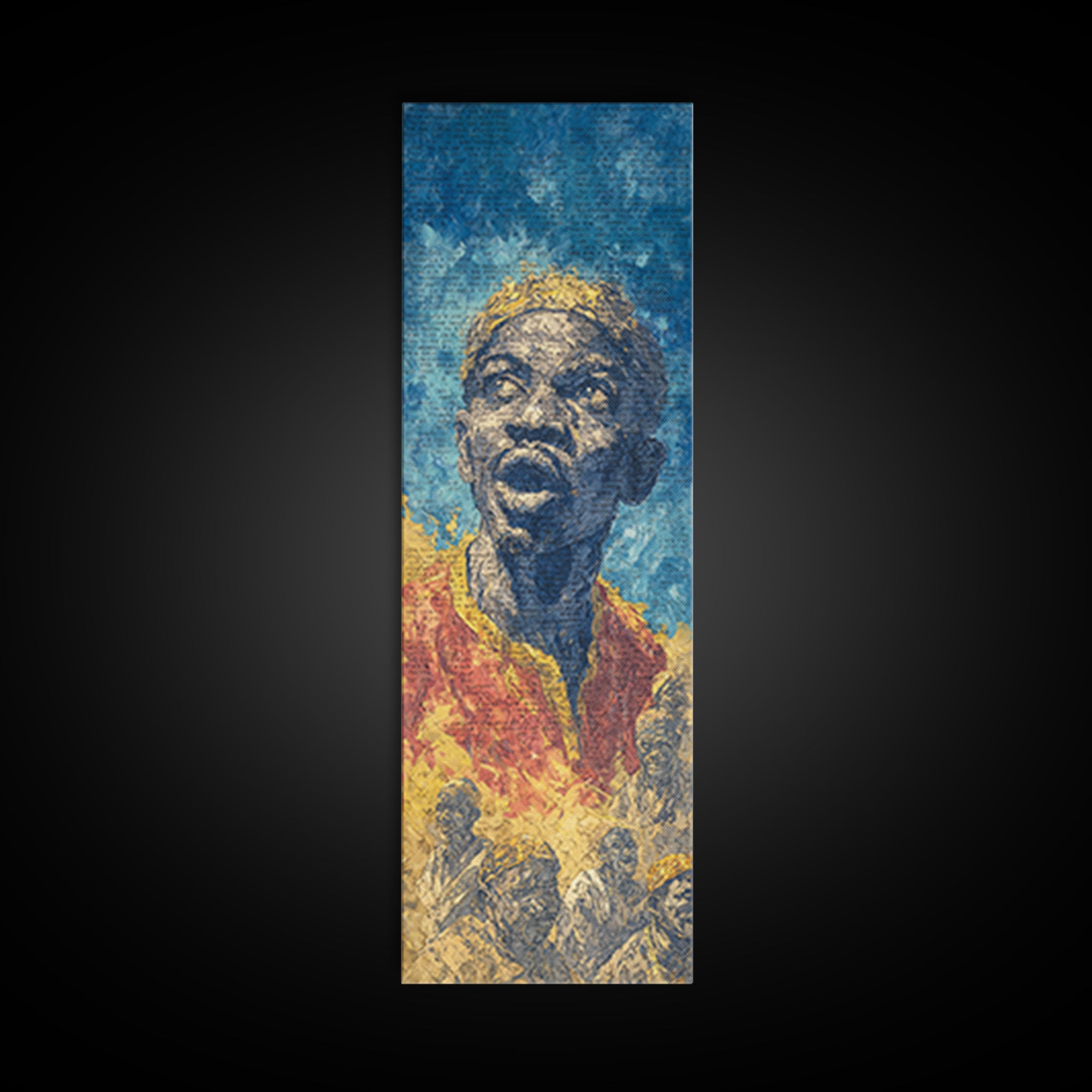 Expressive Singing Man Canvas Print, Blue African Portrait, Afrocentric Wall Decor, Black Music Art For Modern Home Gallery