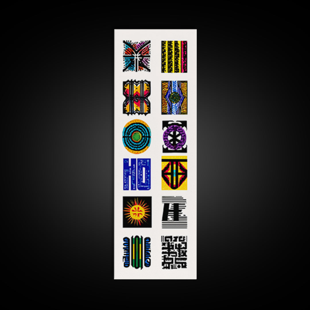 Colorful African Pattern Wall Art, Tribal Textile Symbols, Ankara Inspired Geometric Decor, Afrocentric Gallery Print Set
