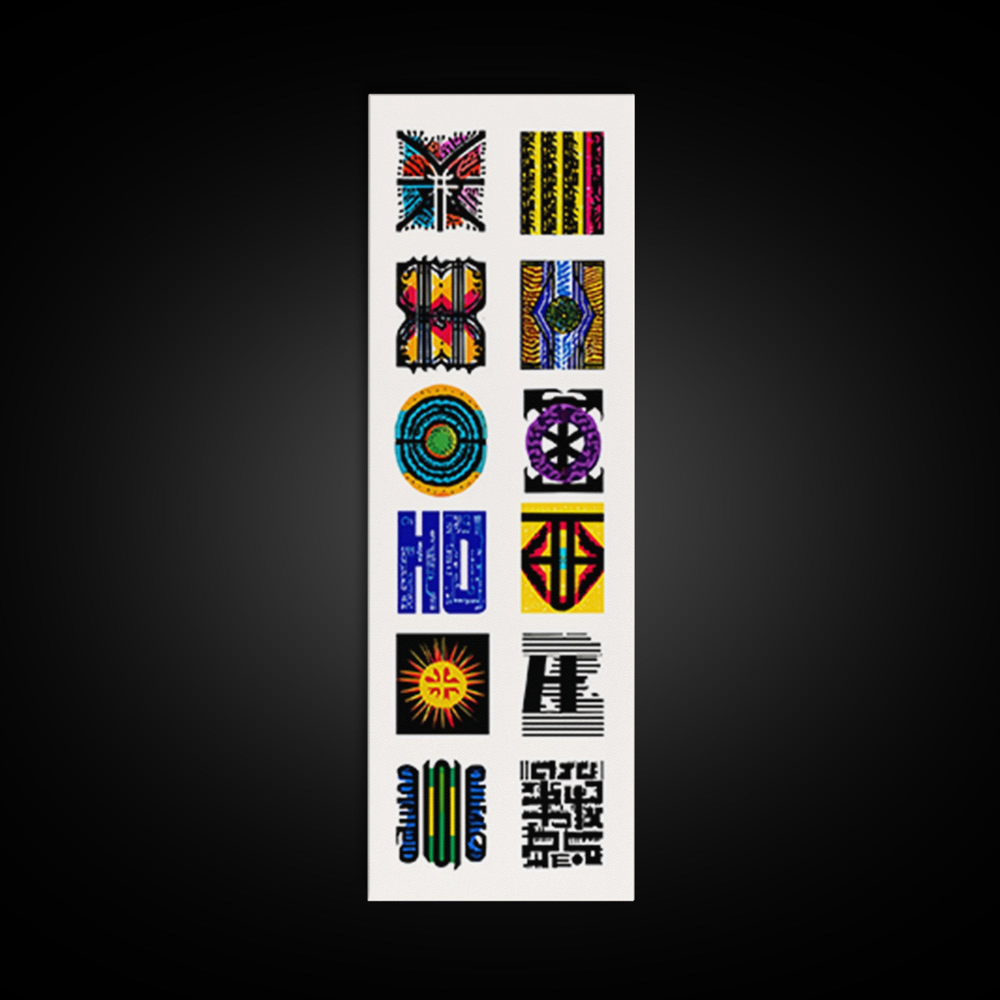 Colorful African Pattern Wall Art, Tribal Textile Symbols, Ankara Inspired Geometric Decor, Afrocentric Gallery Print Set