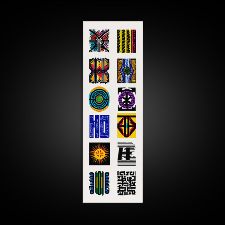 Colorful African Pattern Wall Art, Tribal Textile Symbols, Ankara Inspired Geometric Decor, Afrocentric Gallery Print Set