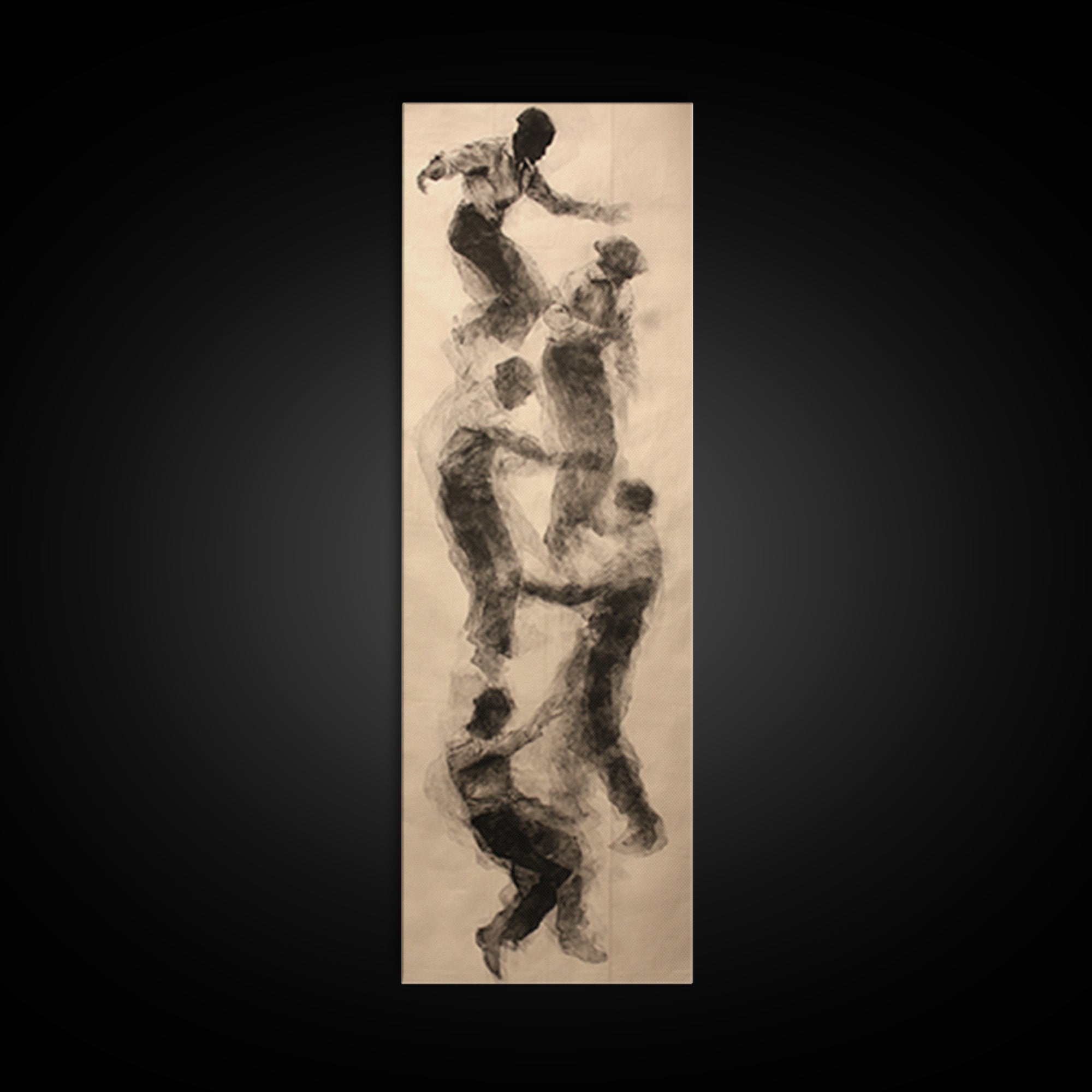 Charcoal Climbing Figures Wall Art, Abstract Black Bodies, Unity Movement Sketch, Minimalist African Decor For Living Room Art