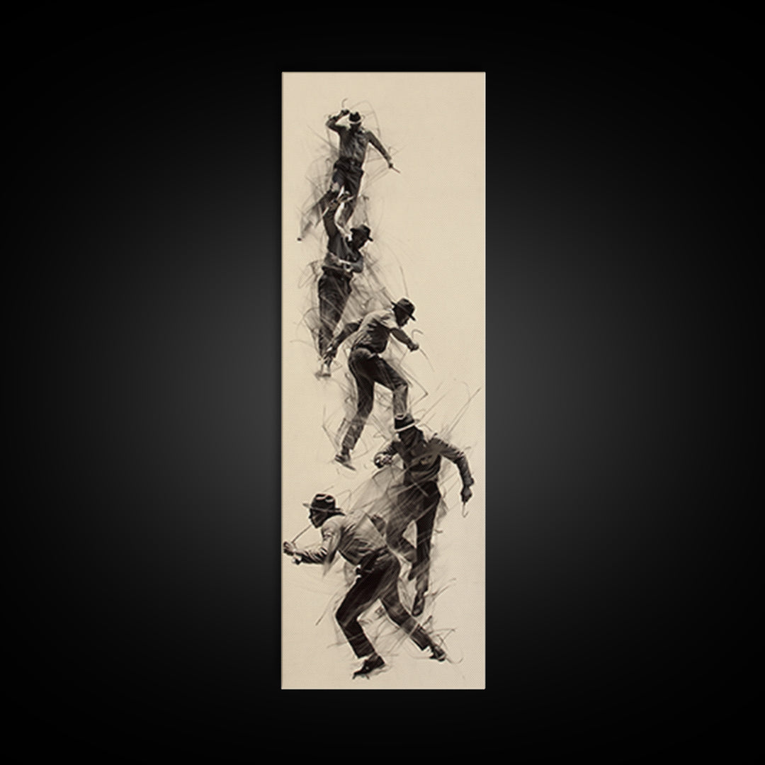 Dynamic African Climber Wall Art, Charcoal Motion Figures, Black Athlete Sketch, Modern Minimalist Decor For Home Gallery