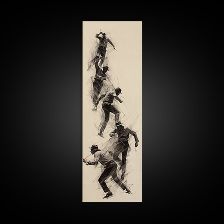 Dynamic African Climber Wall Art, Charcoal Motion Figures, Black Athlete Sketch, Modern Minimalist Decor For Home Gallery