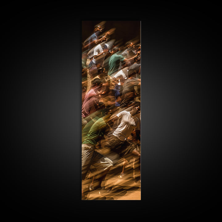 Blurred Crowd In Motion Canvas Print, Contemporary African People Art, Urban Wall Decor, Vibrant Statement Living Room Art